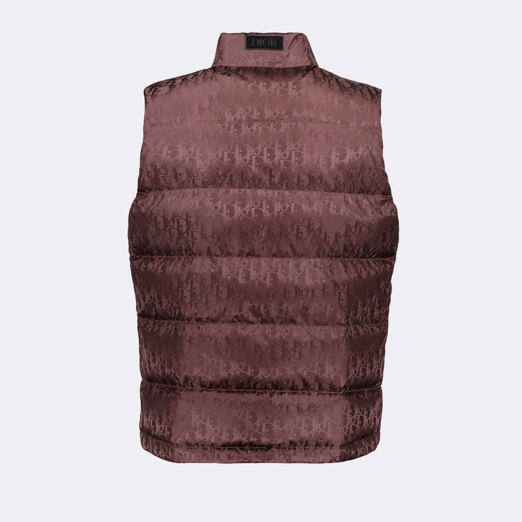 Dior, sleeveless down jacket, Oblique Bordeaux, men's luxury outerwear, Dior jacket