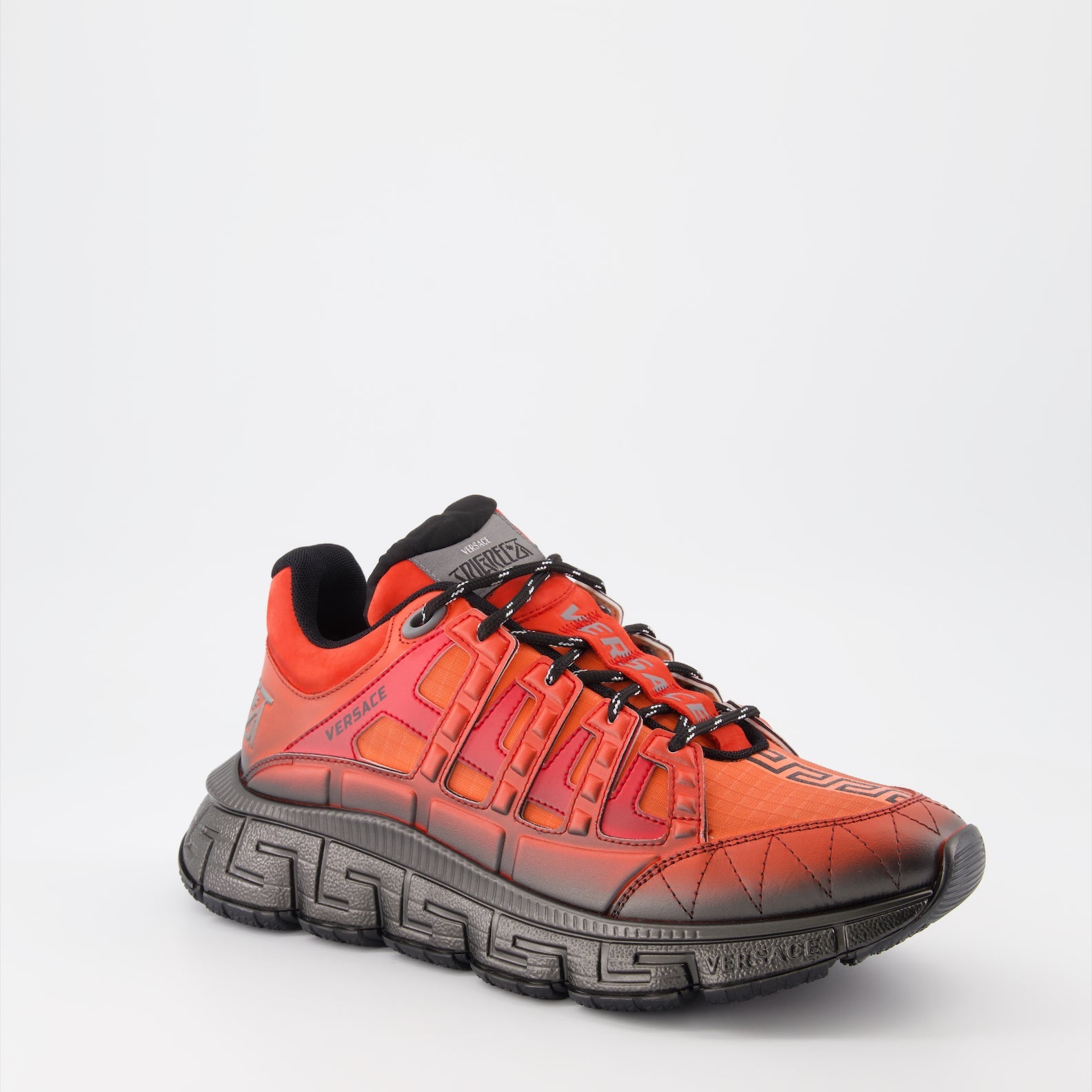 Versace sneakers, men's luxury footwear, Trigreca sneakers, red-black sneakers, high-end fashion shoes