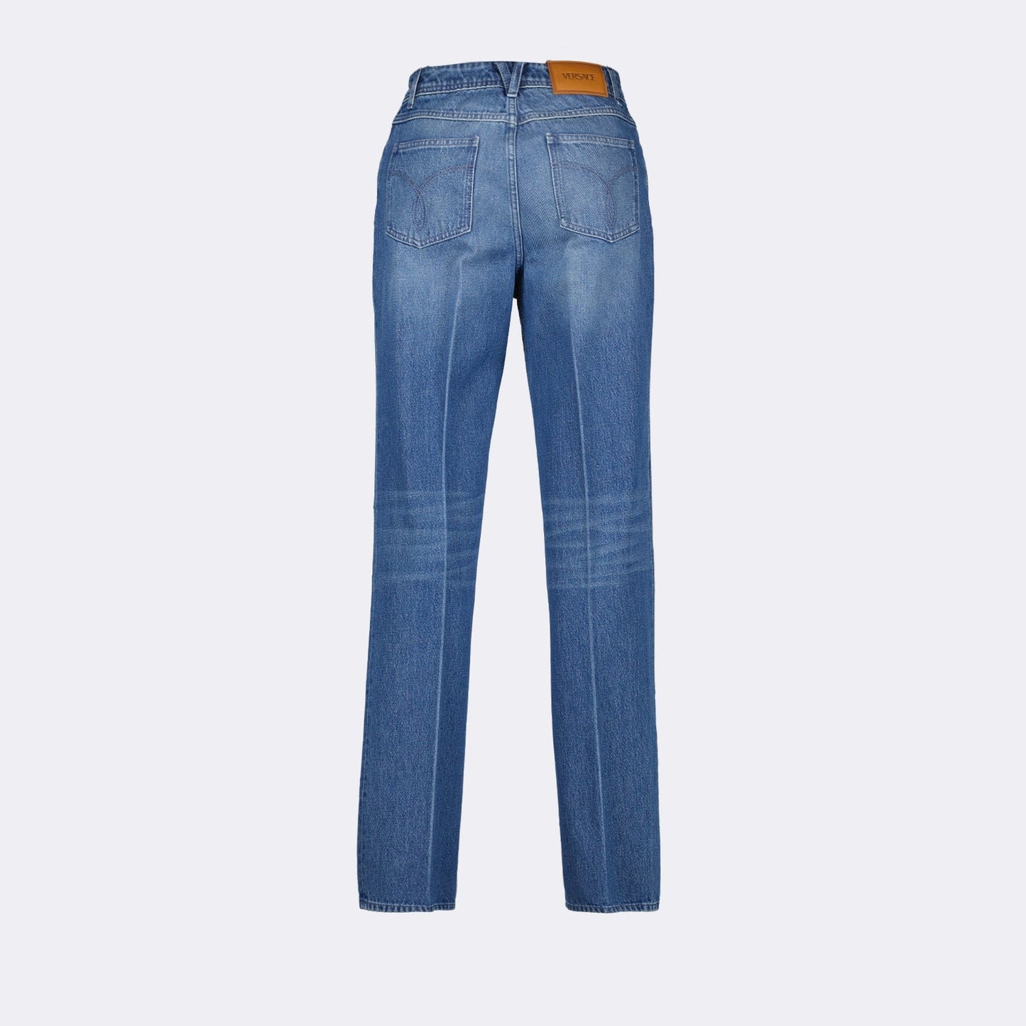 Versace jeans, light blue jean, luxury fashion, high-end denim, straight jean