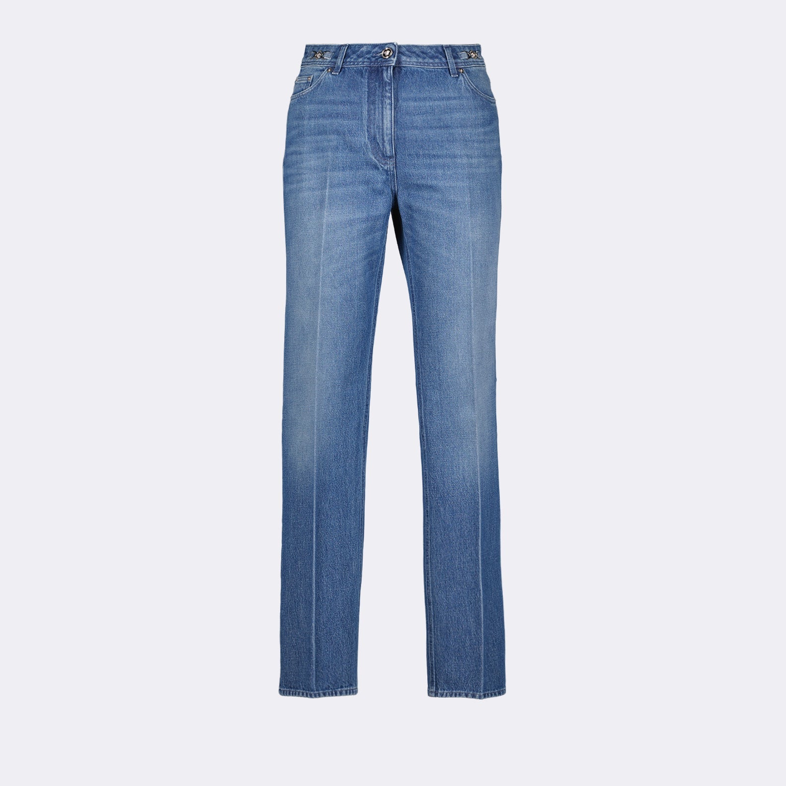 Versace jeans, light blue jean, luxury fashion, high-end denim, straight jean