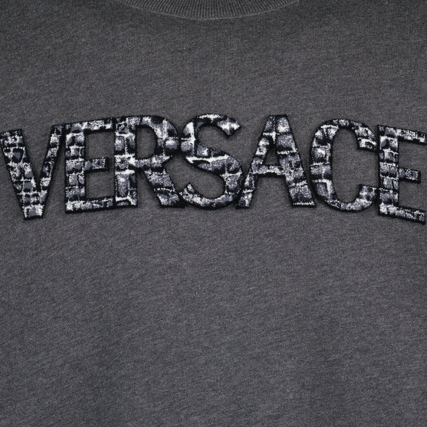 luxury sweatshirt, grey logo sweatshirt, Versace apparel, high-end fashion, Coccodrilo Versace