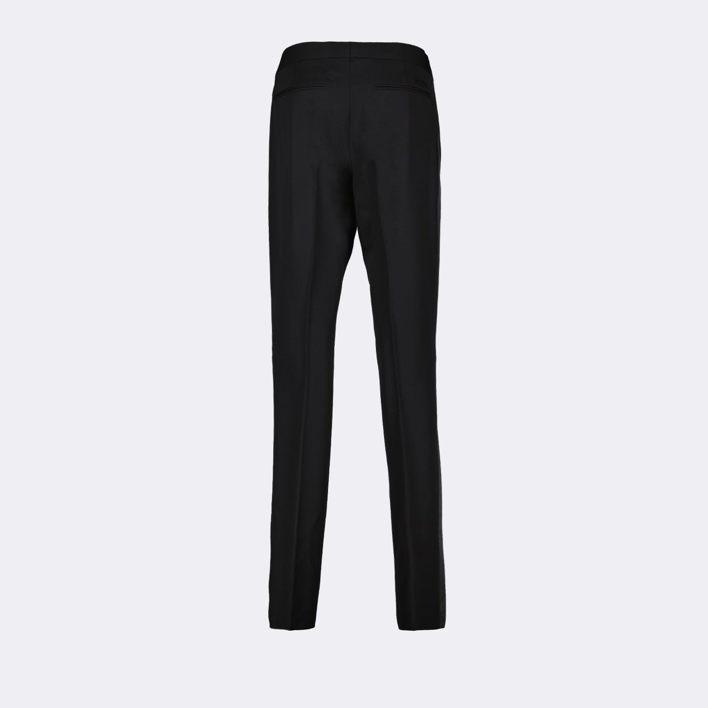 luxury trousers, satin-banded trousers, Versace formal wear, elegant formal trousers, high-end fashion