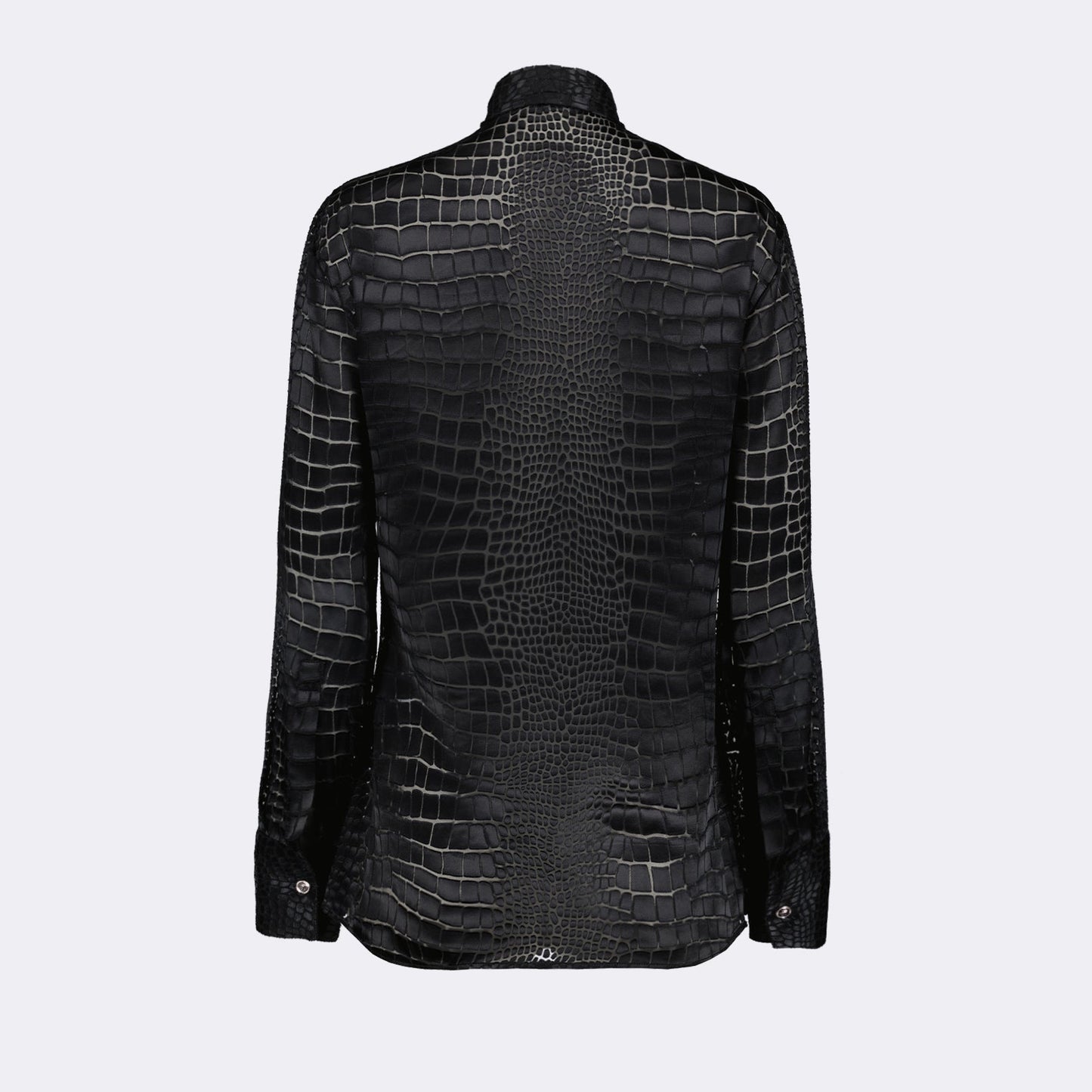 Versace shirt, luxury fashion, crocodile effect, Lavallière shirt, designer clothing