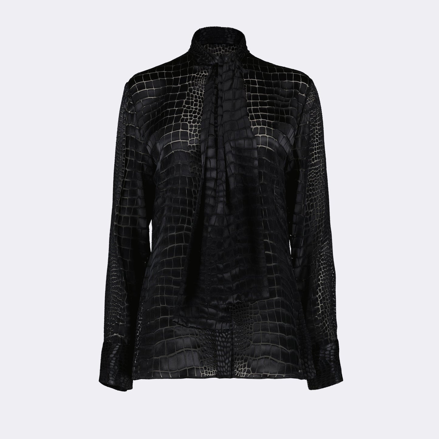 Versace shirt, luxury fashion, crocodile effect, Lavallière shirt, designer clothing