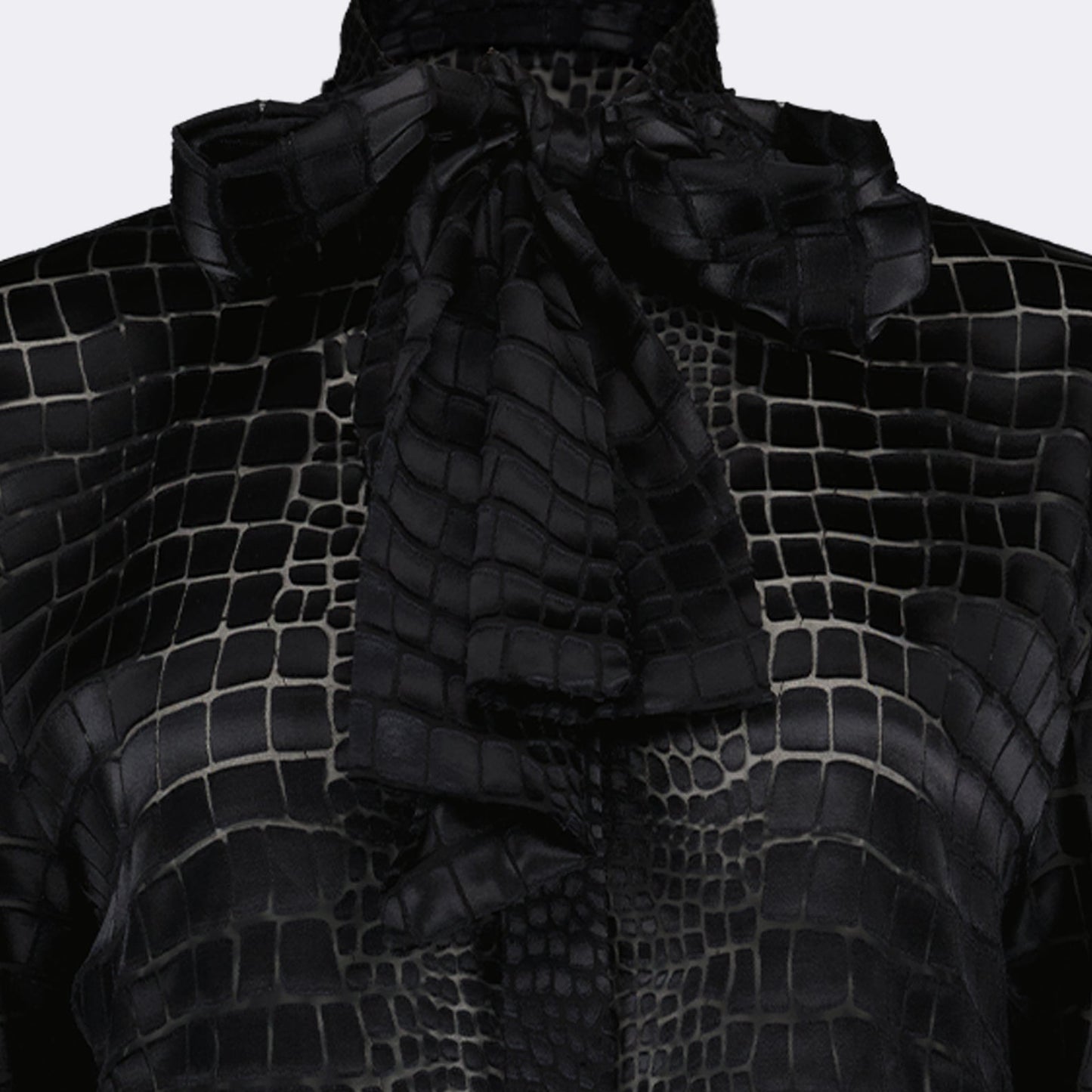 Versace shirt, luxury fashion, crocodile effect, Lavallière shirt, designer clothing