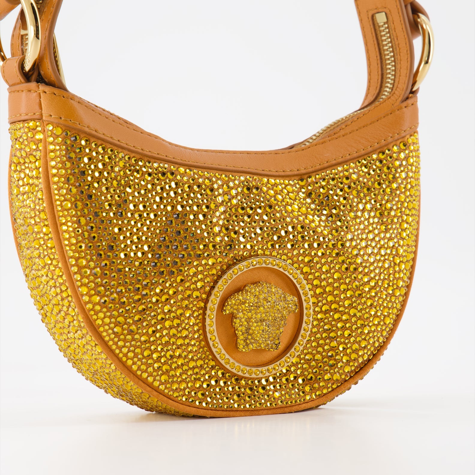 Versace, crystal hobo bag, luxury accessories, women's designer bag, elegant handbag