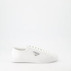   Prada sneakers, white leather sneakers, luxury men's footwear, elegant casual shoes, high-end sneakers  