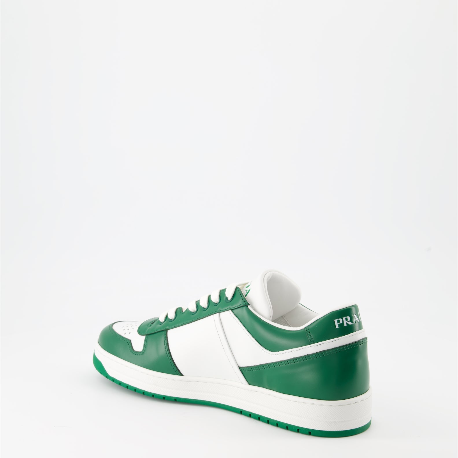 luxury sneakers, Prada Downtown, white leather sneakers, green leather sneakers, stylish sneakers