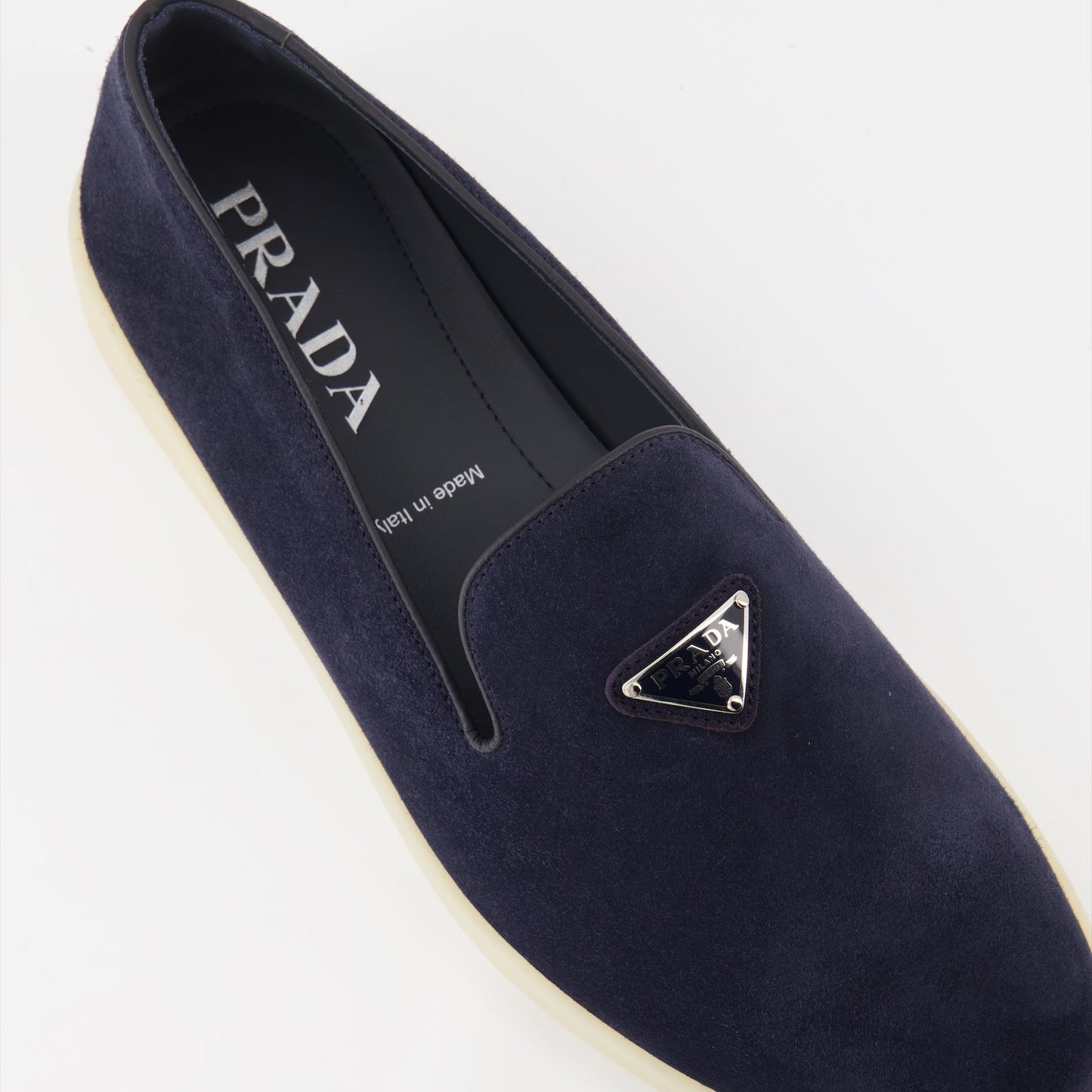 Prada, Moccasins, Velour, Luxury Footwear, Suede Loafers