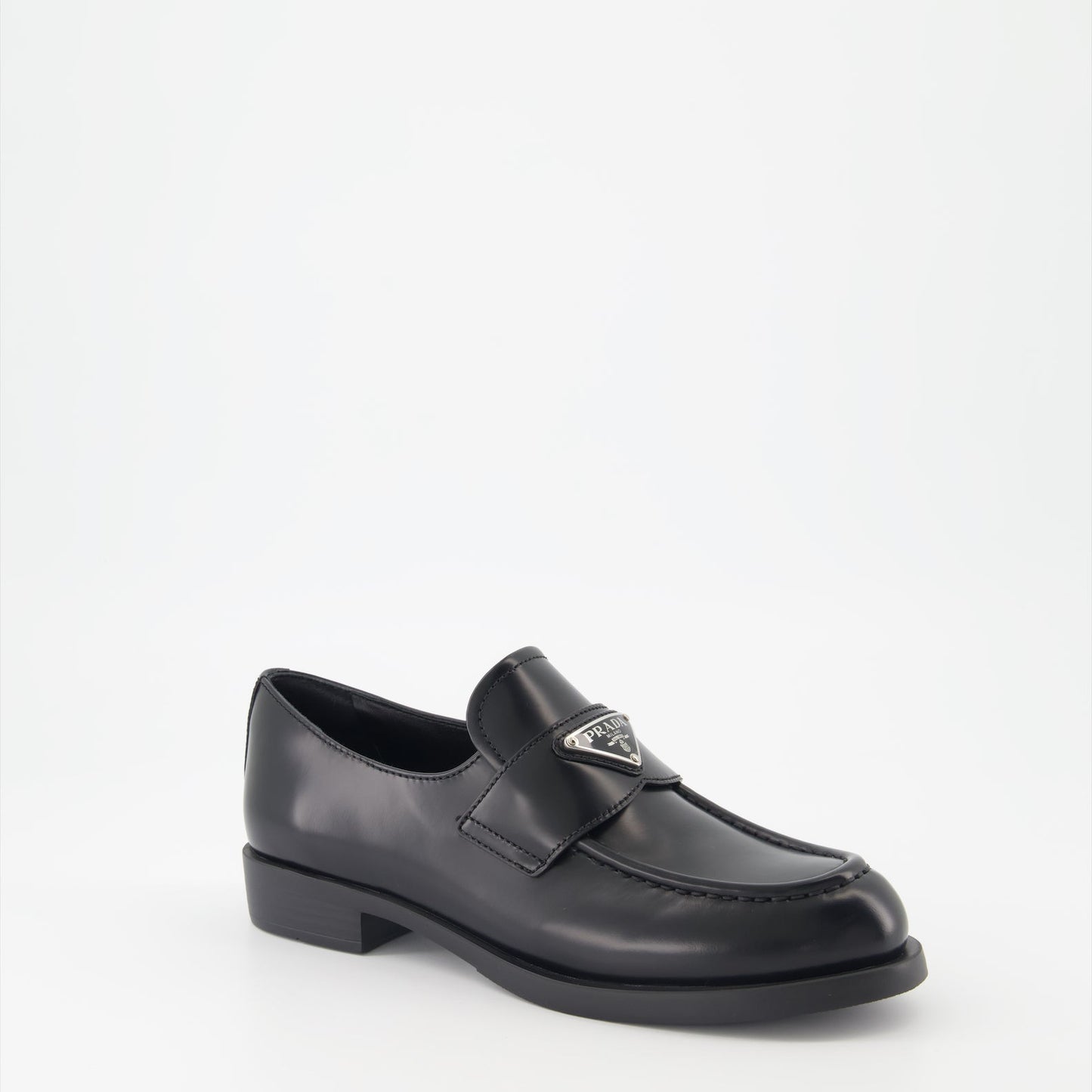 luxury moccasins, brushed leather loafers, elegant footwear, Prada shoes, refined fashion