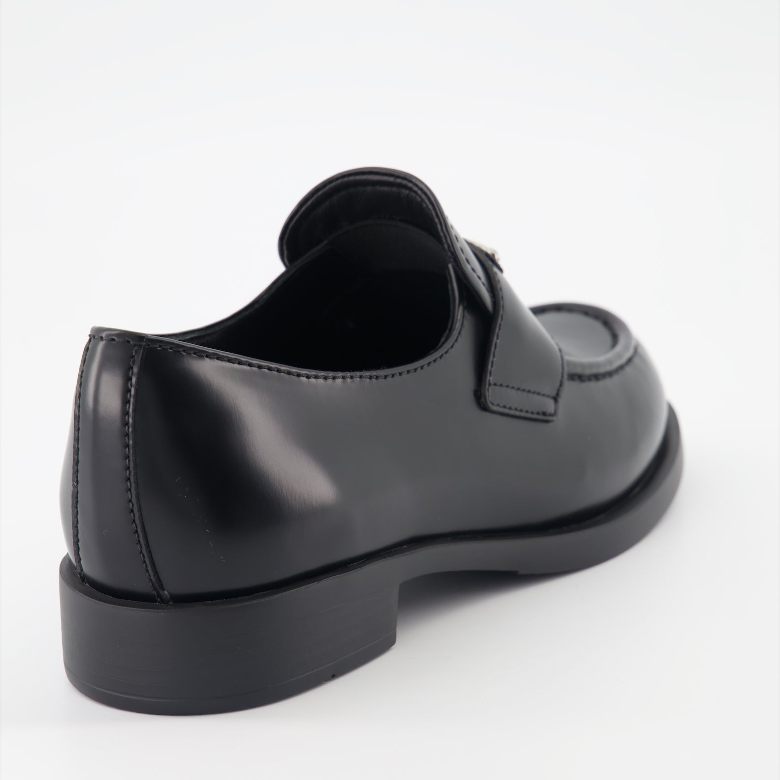 luxury moccasins, brushed leather loafers, elegant footwear, Prada shoes, refined fashion