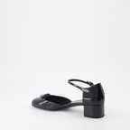 Prada stiletto heels, black patent leather shoes, luxury women's footwear, high-end stiletto shoes, elegant evening heels