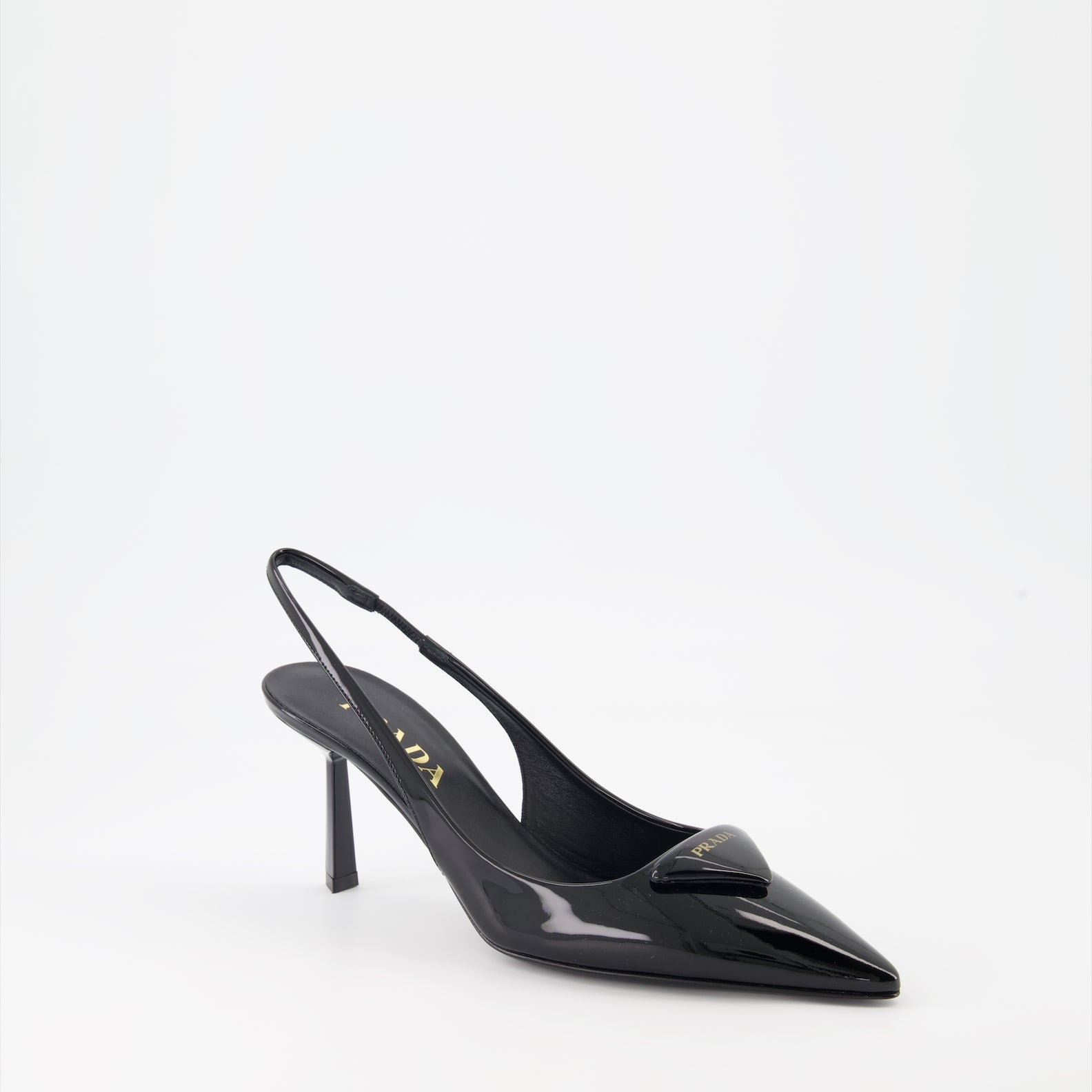 Prada, black leather pumps, luxury footwear, elegant shoes, sophisticated design