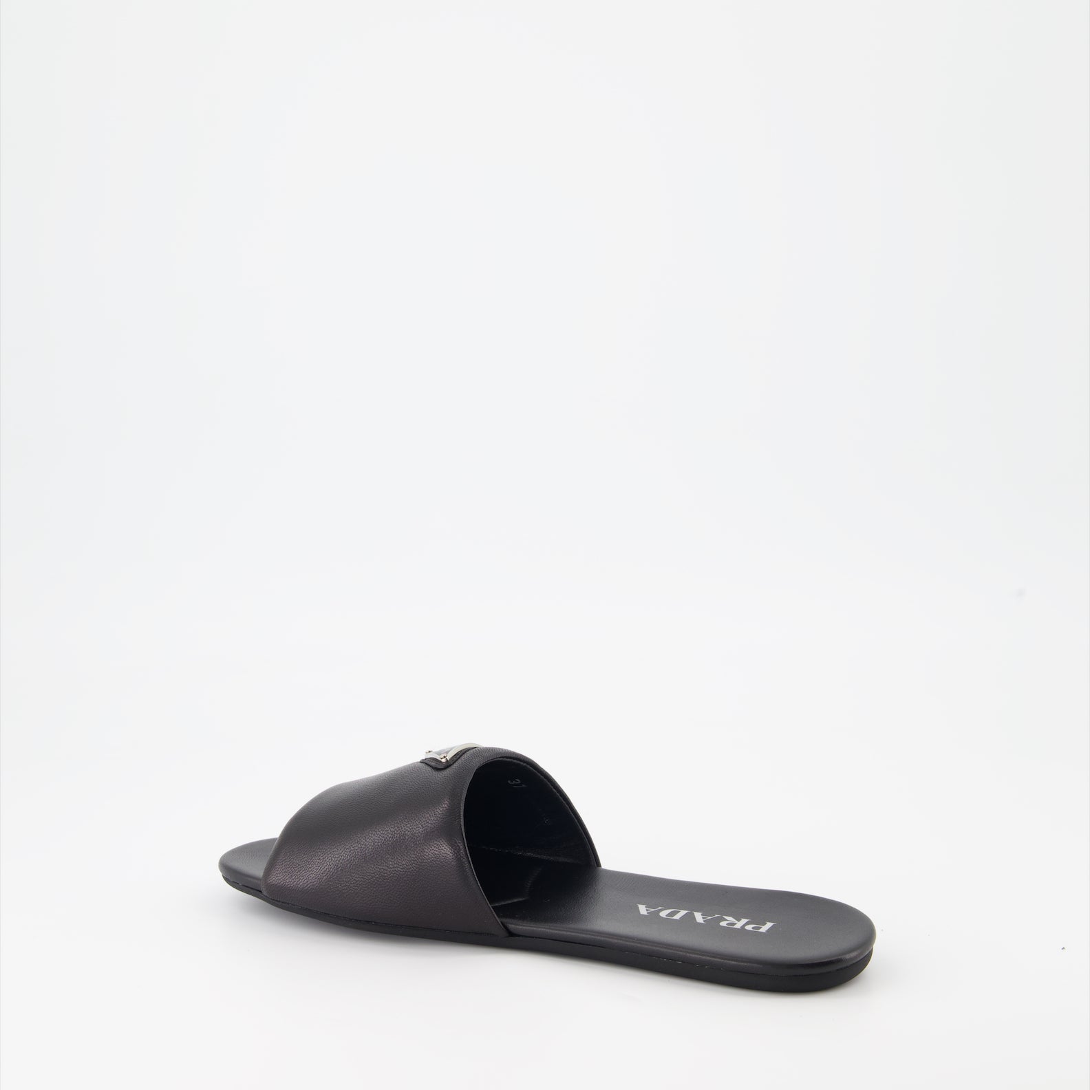 Prada, black leather slides, luxury footwear, nappa leather, designer slides