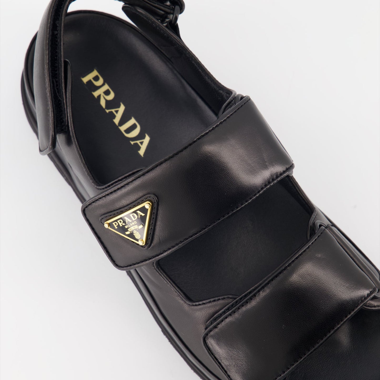 Quilted sandals, Nappa leather sandals, Prada sandals, luxury footwear, elegant sandals