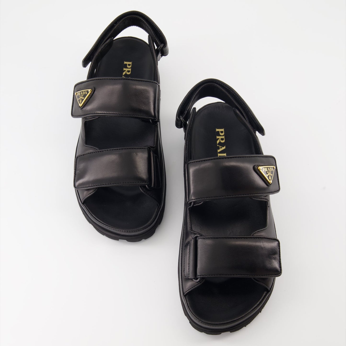 Quilted sandals, Nappa leather sandals, Prada sandals, luxury footwear, elegant sandals