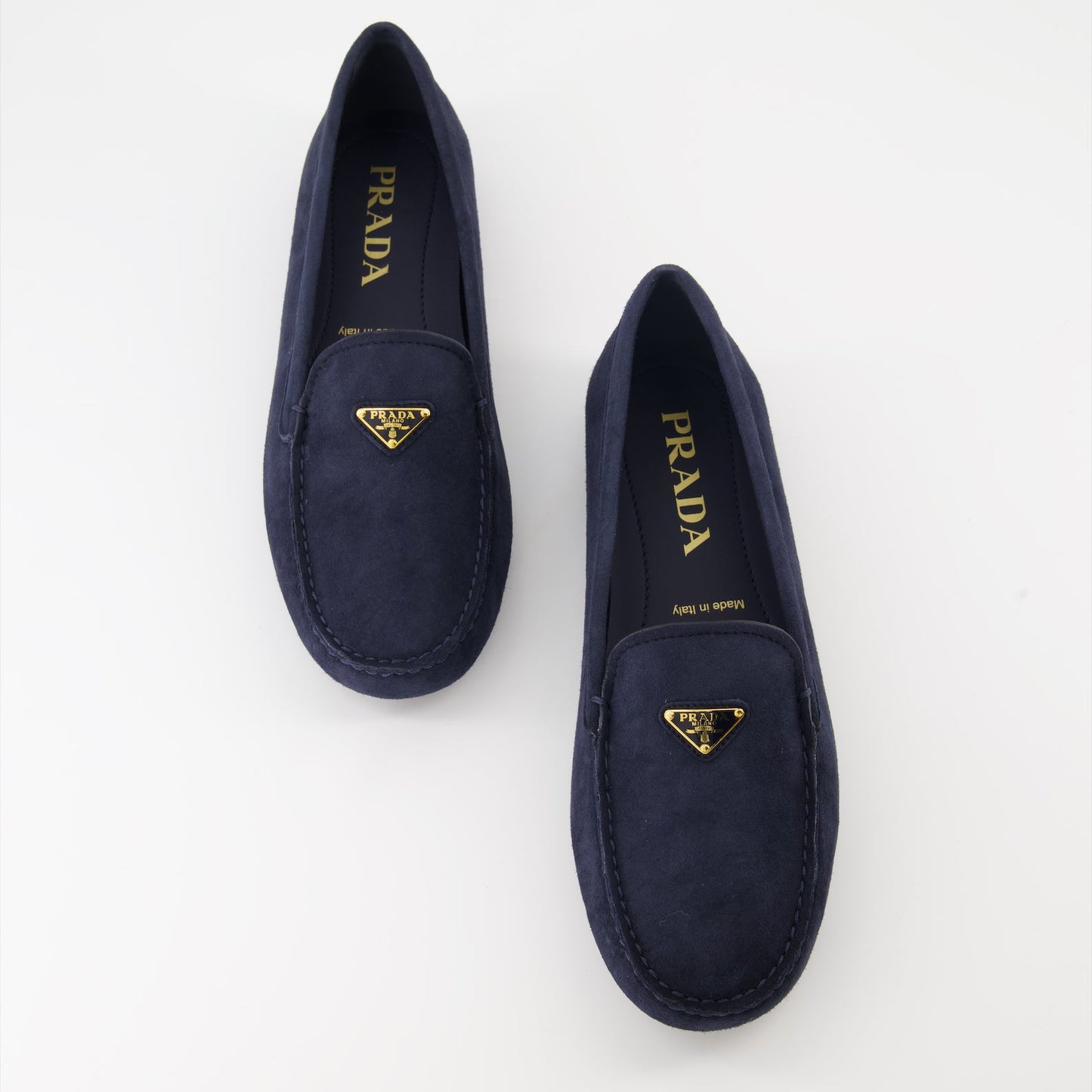 Prada loafers, navy velvet shoes, luxury loafers, elegant footwear, high-end fashion