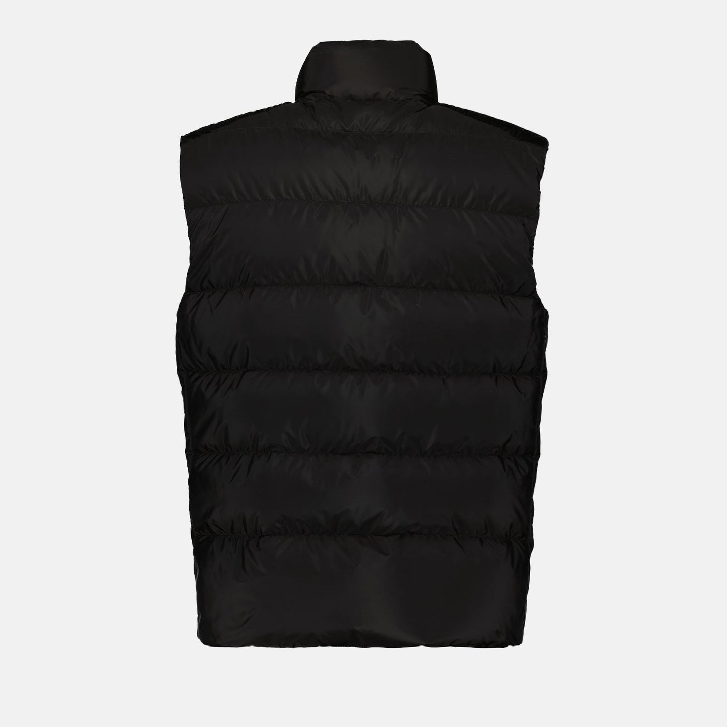 Prada, Re-Nylon jacket, luxury outerwear, sustainable fashion, black sleeveless jacket