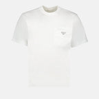 T-shirt, Triangle Logo, Prada, Zip Pocket, White T-Shirt