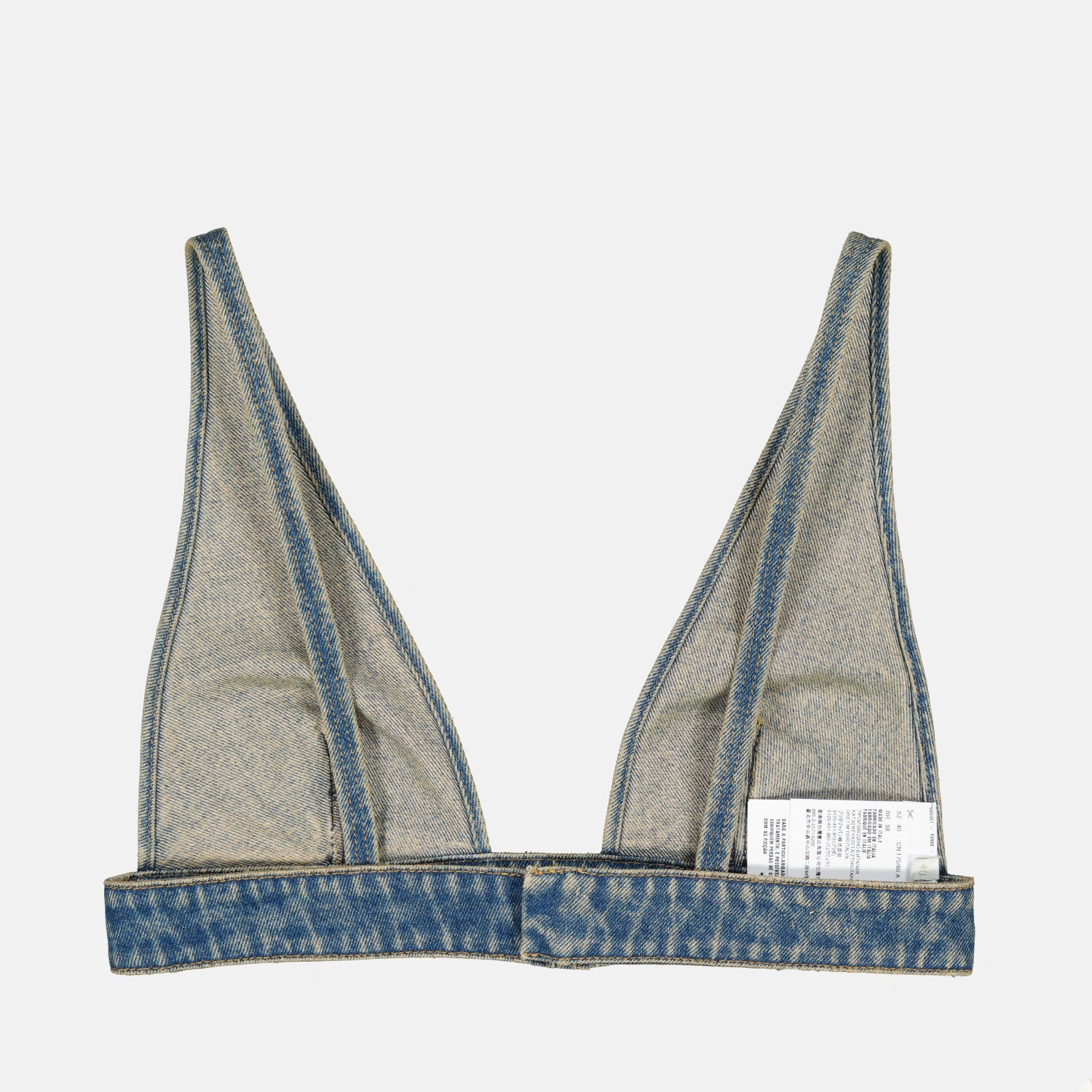 Prada, denim bralette, luxury fashion, women's wear, high-end clothing