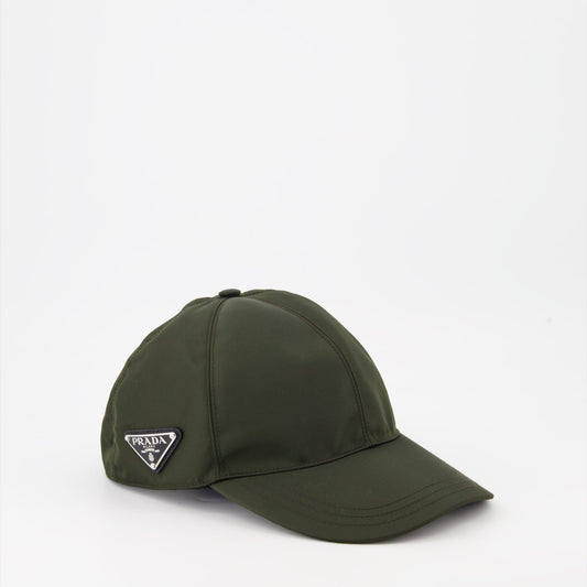 Green cap, Re-Nylon, Prada accessory, sustainable fashion, luxury cap