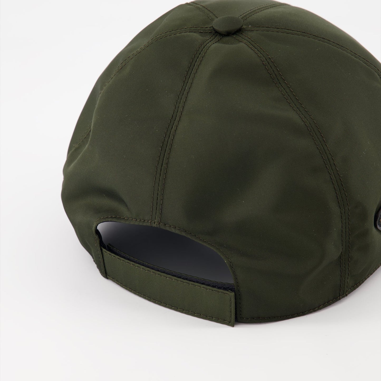 Green cap, Re-Nylon, Prada accessory, sustainable fashion, luxury cap