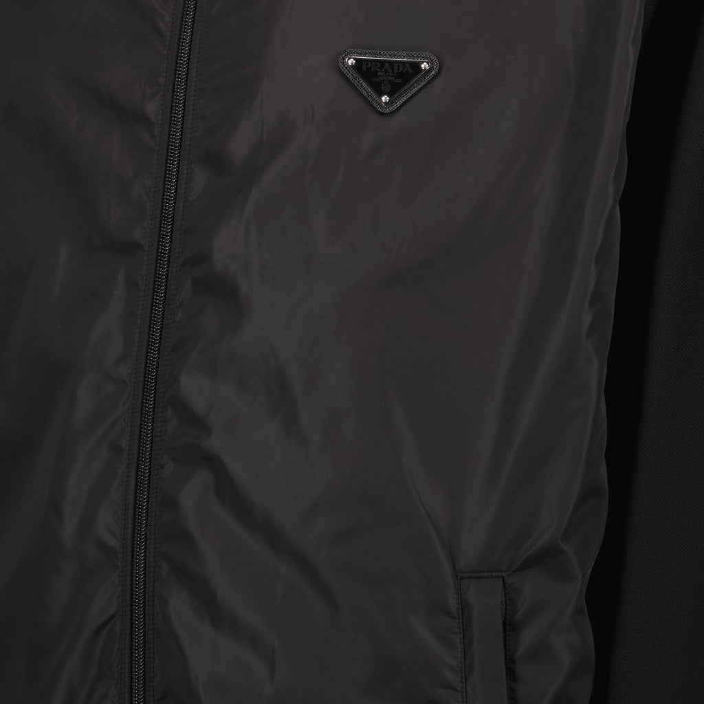 Image of Black Re-Nylon Windbreaker by Prada for Men - Season Spring-Summer 2024 - Detail View 5