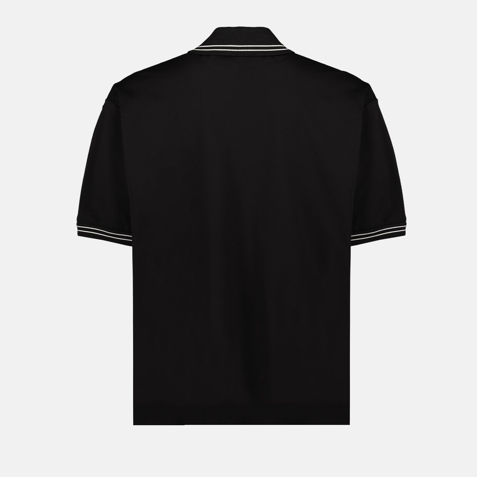 Prada polo, black bi-material polo, luxury men's polo, elegant polo shirt, high-end fashion