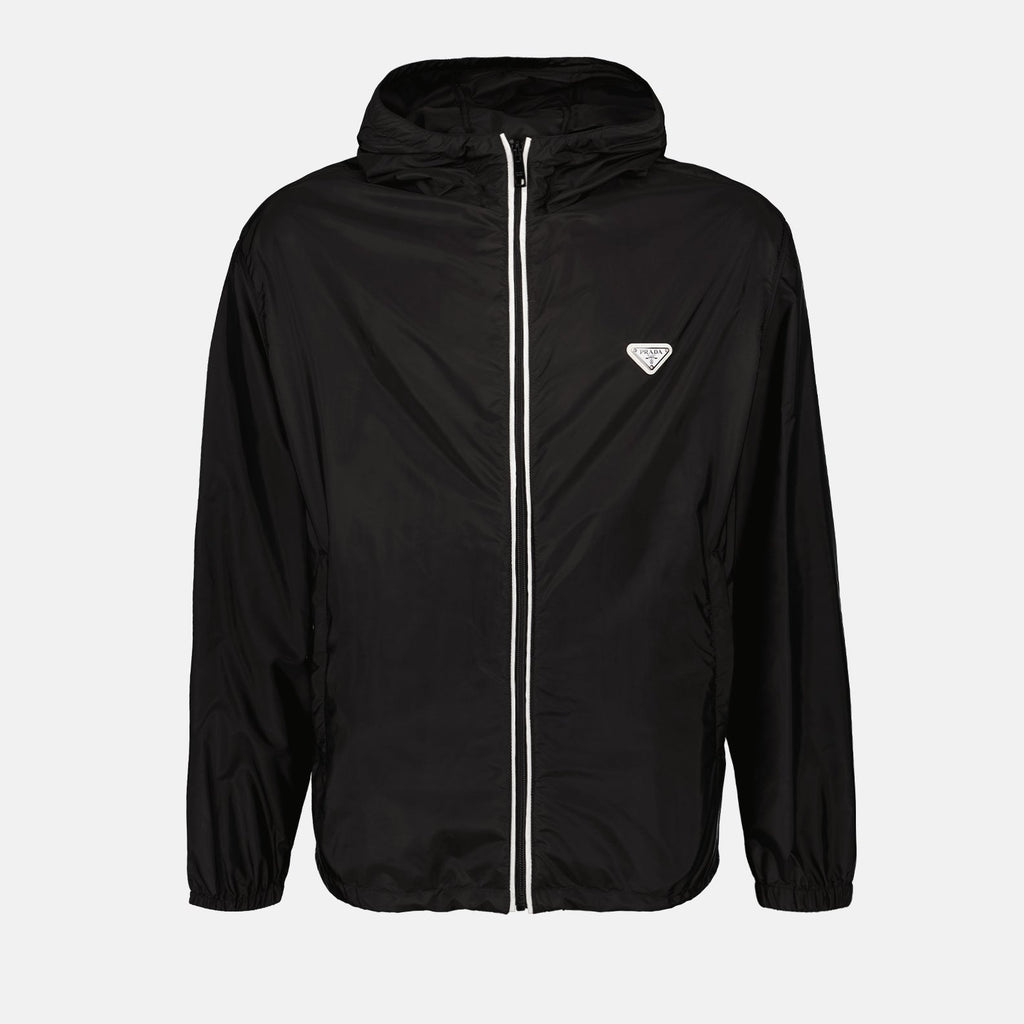 Black Recycled Nylon Windbreaker