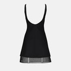 Image d'une robe noire en laine courte de Prada pour femmes - Saison Printemps-Été 2024 - Détail 2