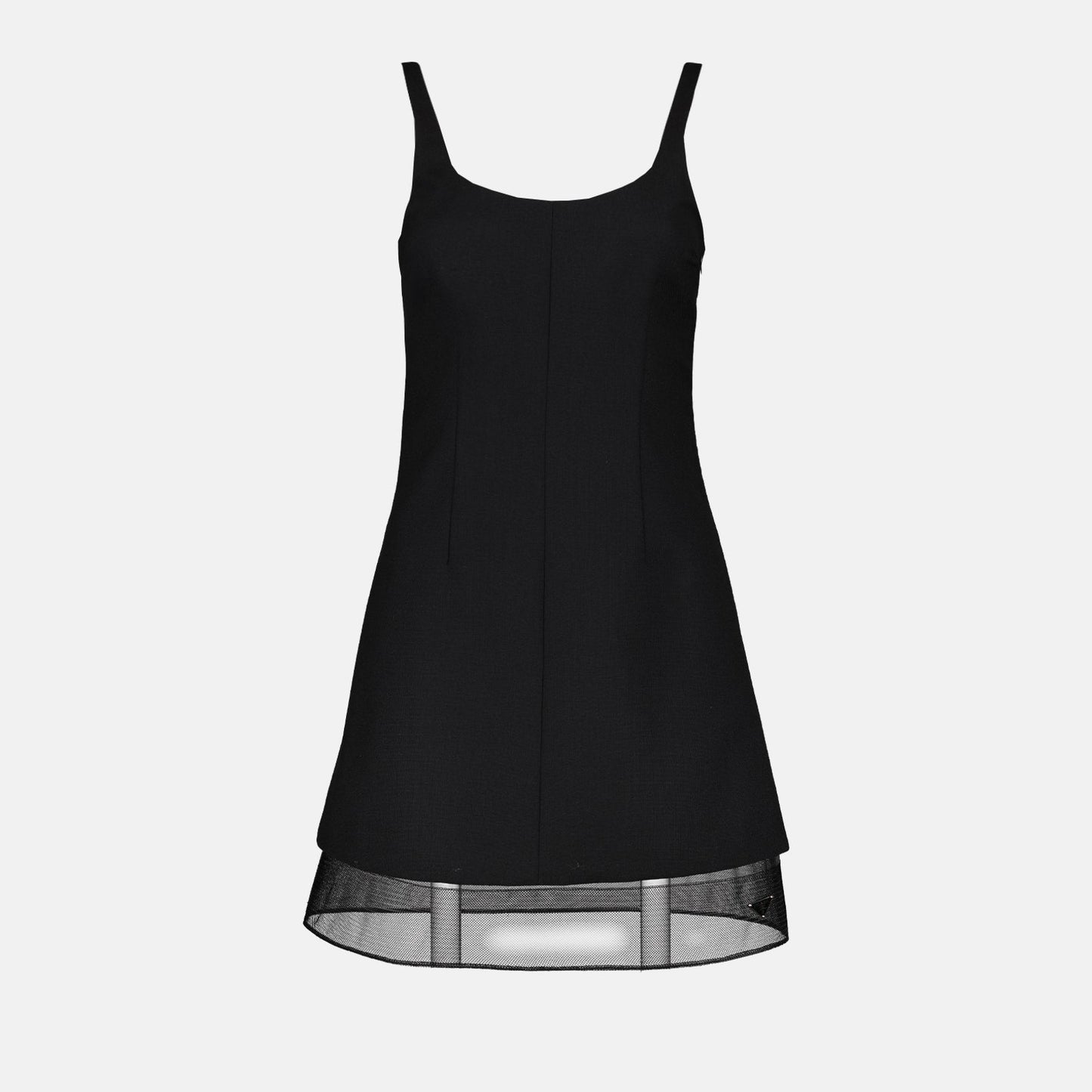 Prada short dress, black wool dress, luxury women's dress, designer dresses, elegant wool dress