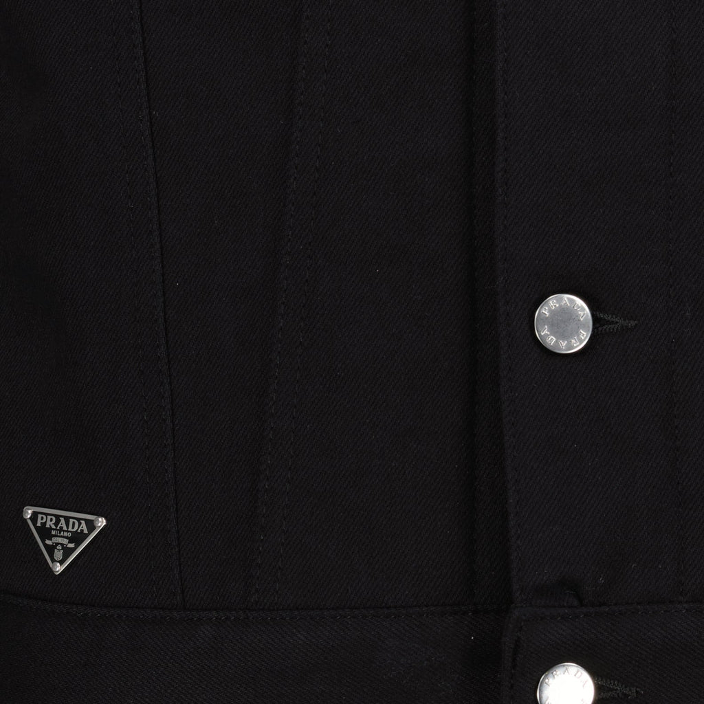 Image of Black Sleeveless Denim Vest by Prada for Men - Season Spring-Summer 2024 - Detail View 5