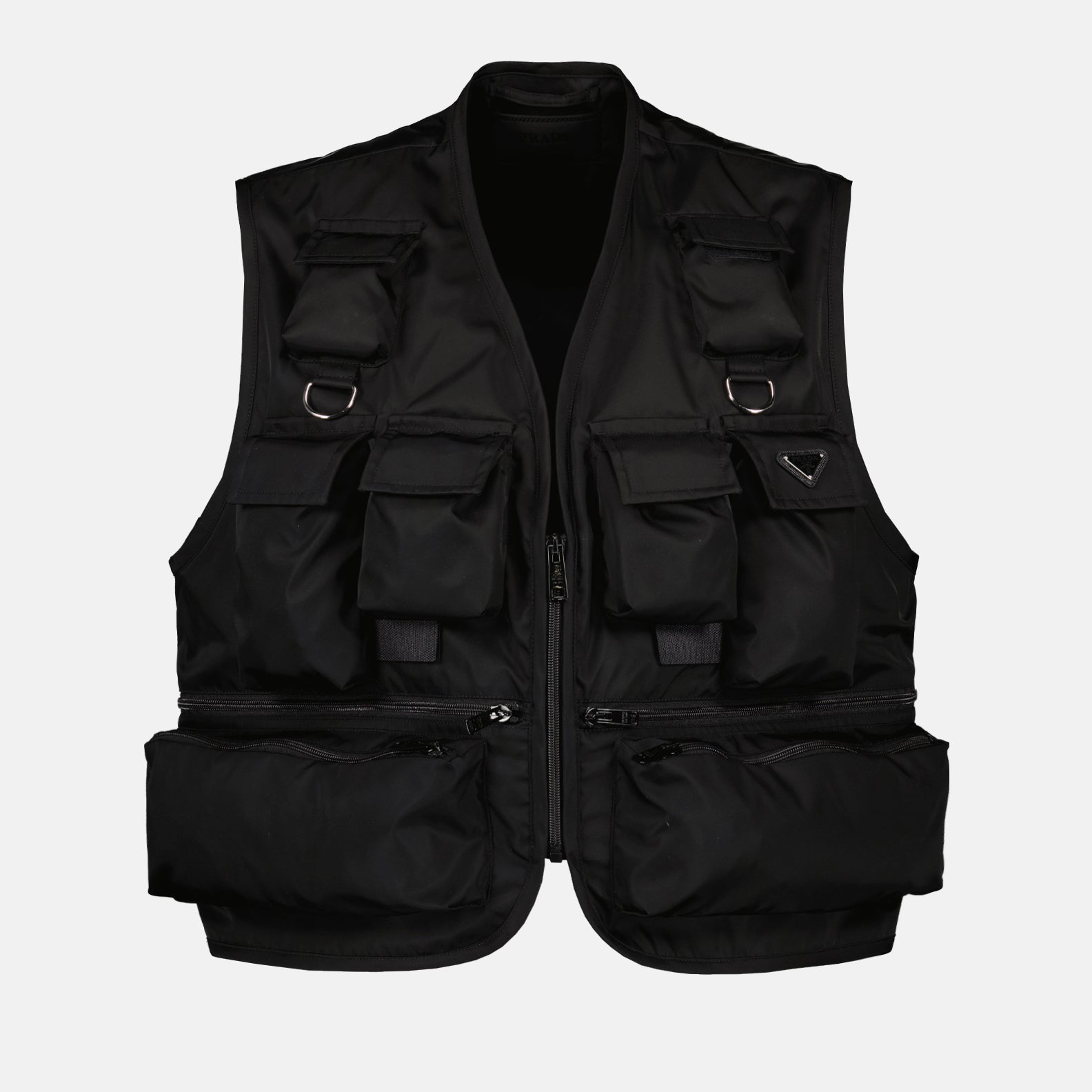 Re-Nylon, Cargo Jacket, Sleeveless, Prada, Black