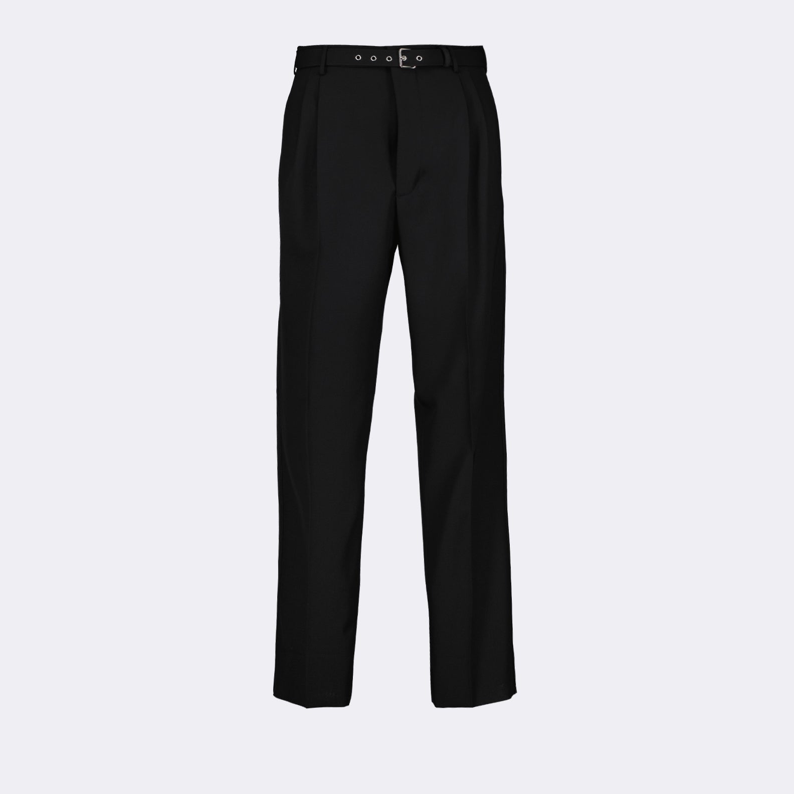 Prada trousers, black wool trousers, belted trousers, luxury formalwear, designer pants