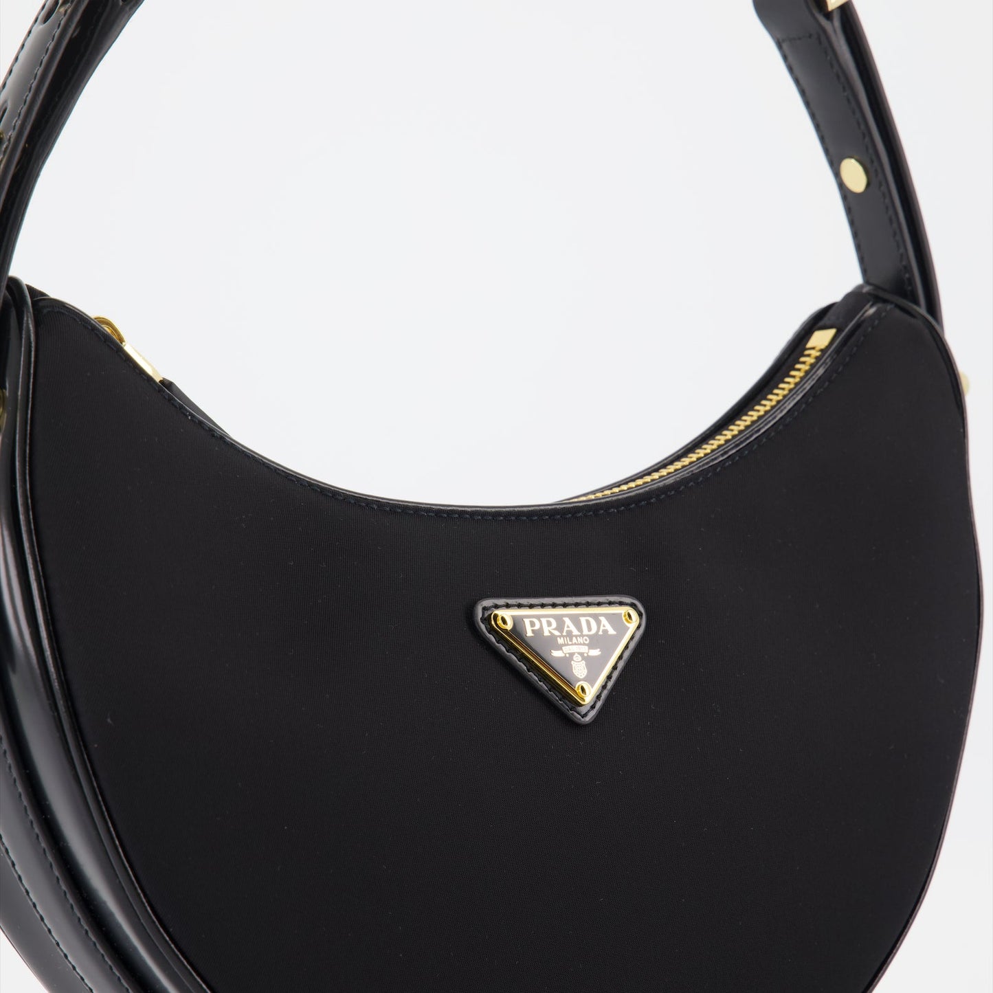 Prada, Arqué Shoulder Bag, Re-Nylon, Brushed Leather, Luxury Accessories