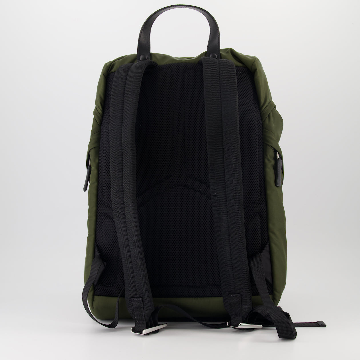 Prada backpack, Re-Nylon, Saffiano leather, luxury accessories, green backpack