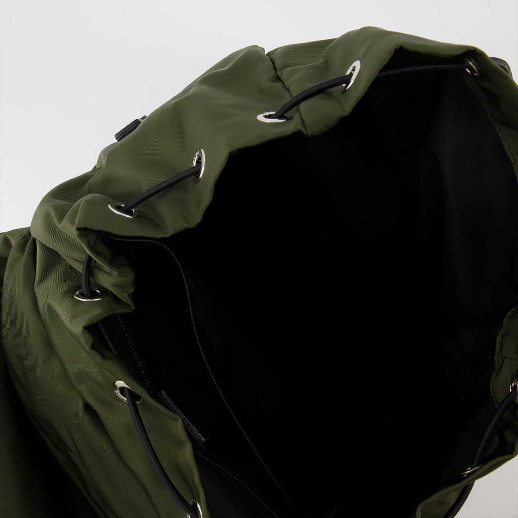 Prada backpack, Re-Nylon, Saffiano leather, luxury accessories, green backpack