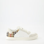 Burberry sneakers, checkered leather sneakers, luxury footwear, suede sneakers, high-end sneakers