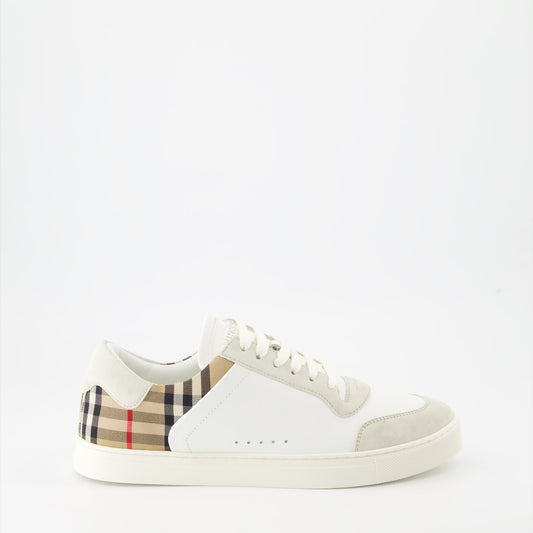 Burberry sneakers, checkered leather sneakers, luxury footwear, suede sneakers, high-end sneakers