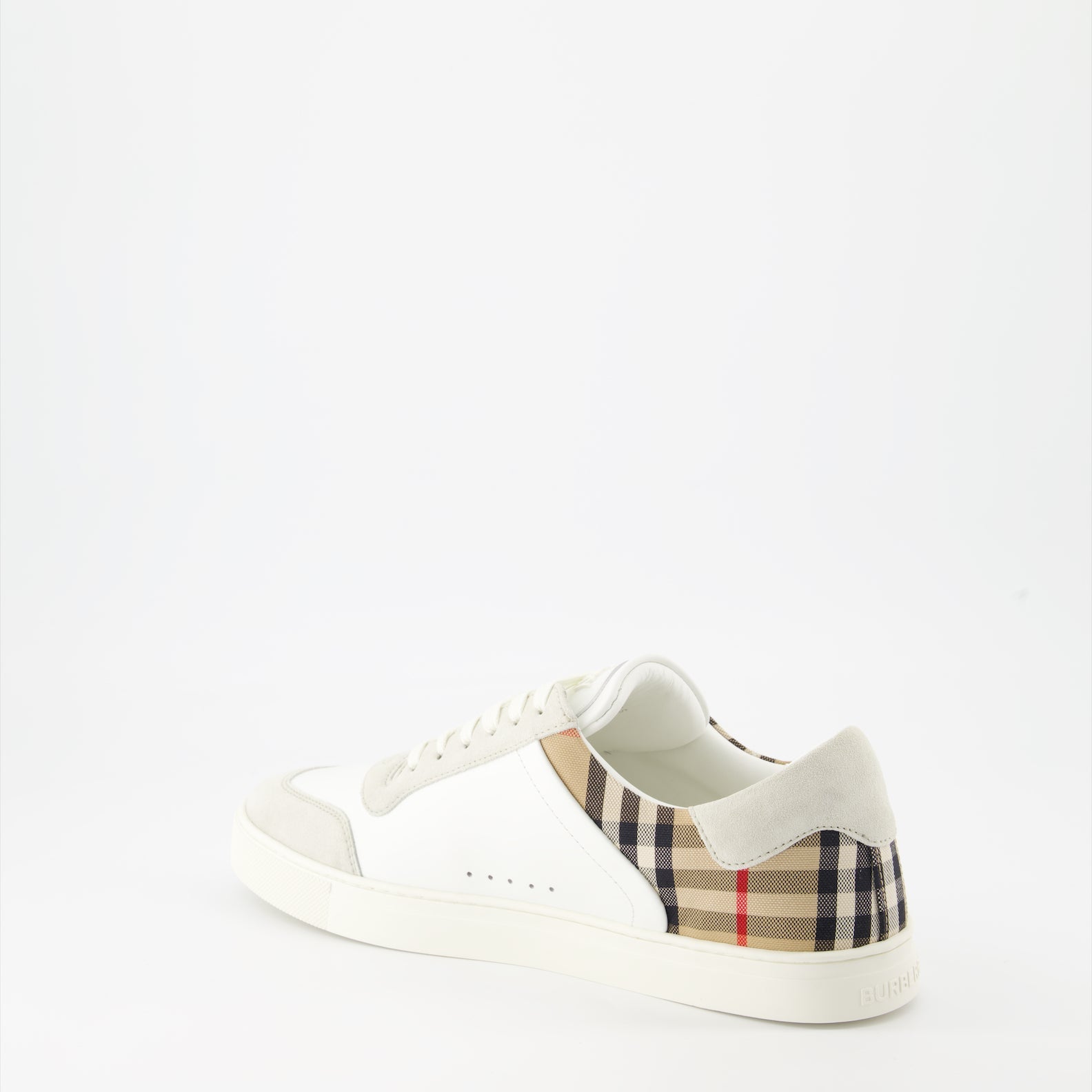 Burberry sneakers, checkered leather sneakers, luxury footwear, suede sneakers, high-end sneakers