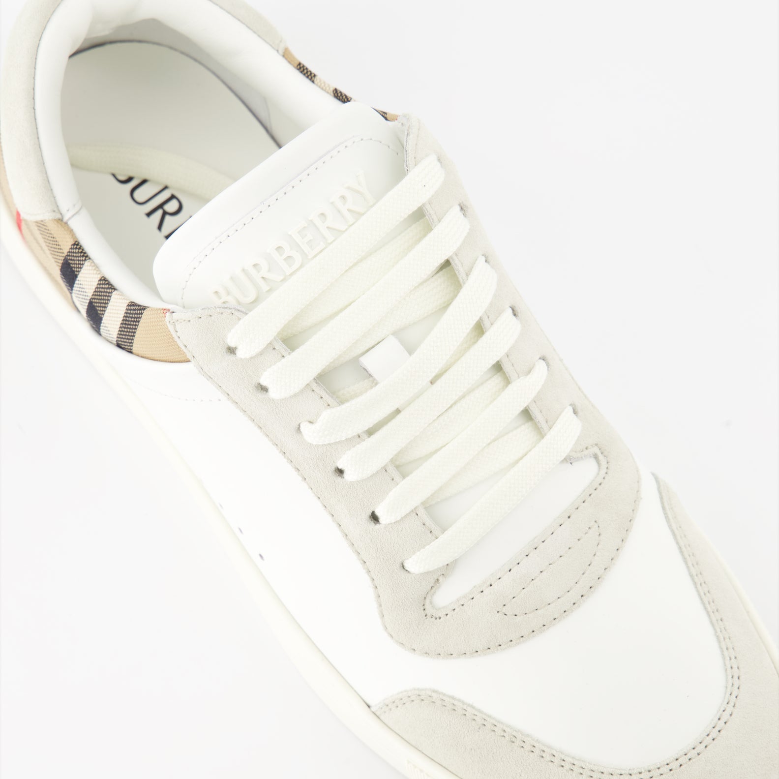 Burberry sneakers, checkered leather sneakers, luxury footwear, suede sneakers, high-end sneakers