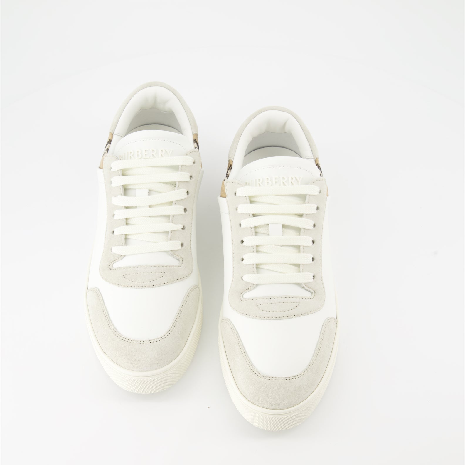 Burberry sneakers, checkered leather sneakers, luxury footwear, suede sneakers, high-end sneakers