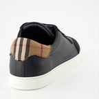 Burberry sneakers, luxury sneakers, checkered sneakers, leather and suede sneakers, black sneakers