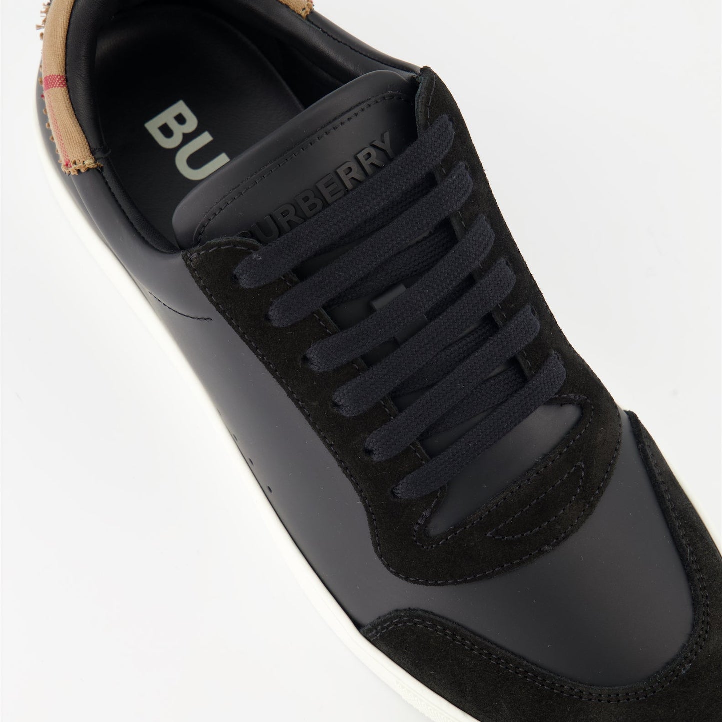 Burberry sneakers, luxury sneakers, checkered sneakers, leather and suede sneakers, black sneakers