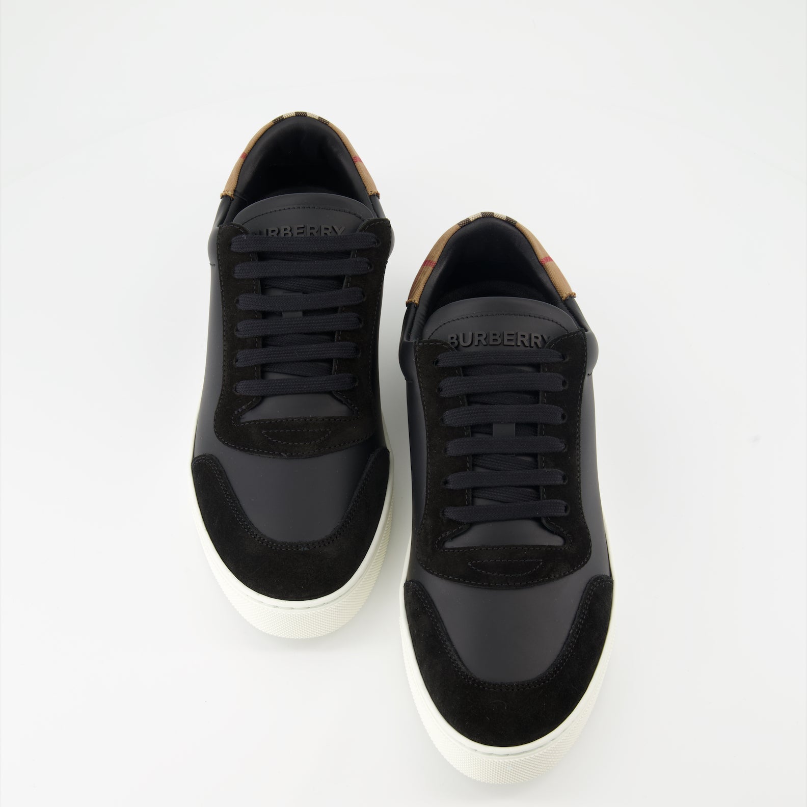 Burberry sneakers, luxury sneakers, checkered sneakers, leather and suede sneakers, black sneakers