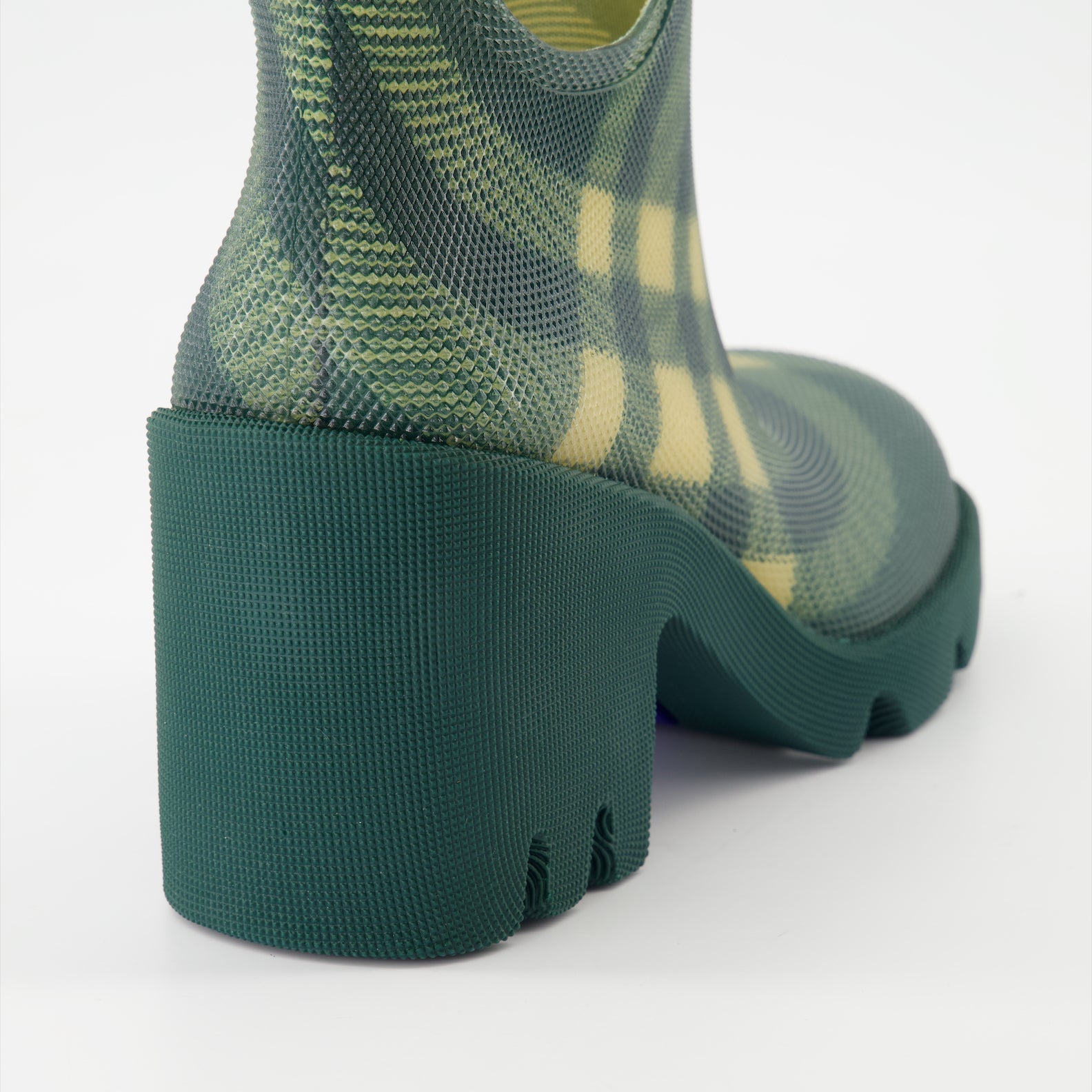 Burberry rubber boots, green checked boots, luxury ankle boots, designer rubber boots, Marsh ankle boots