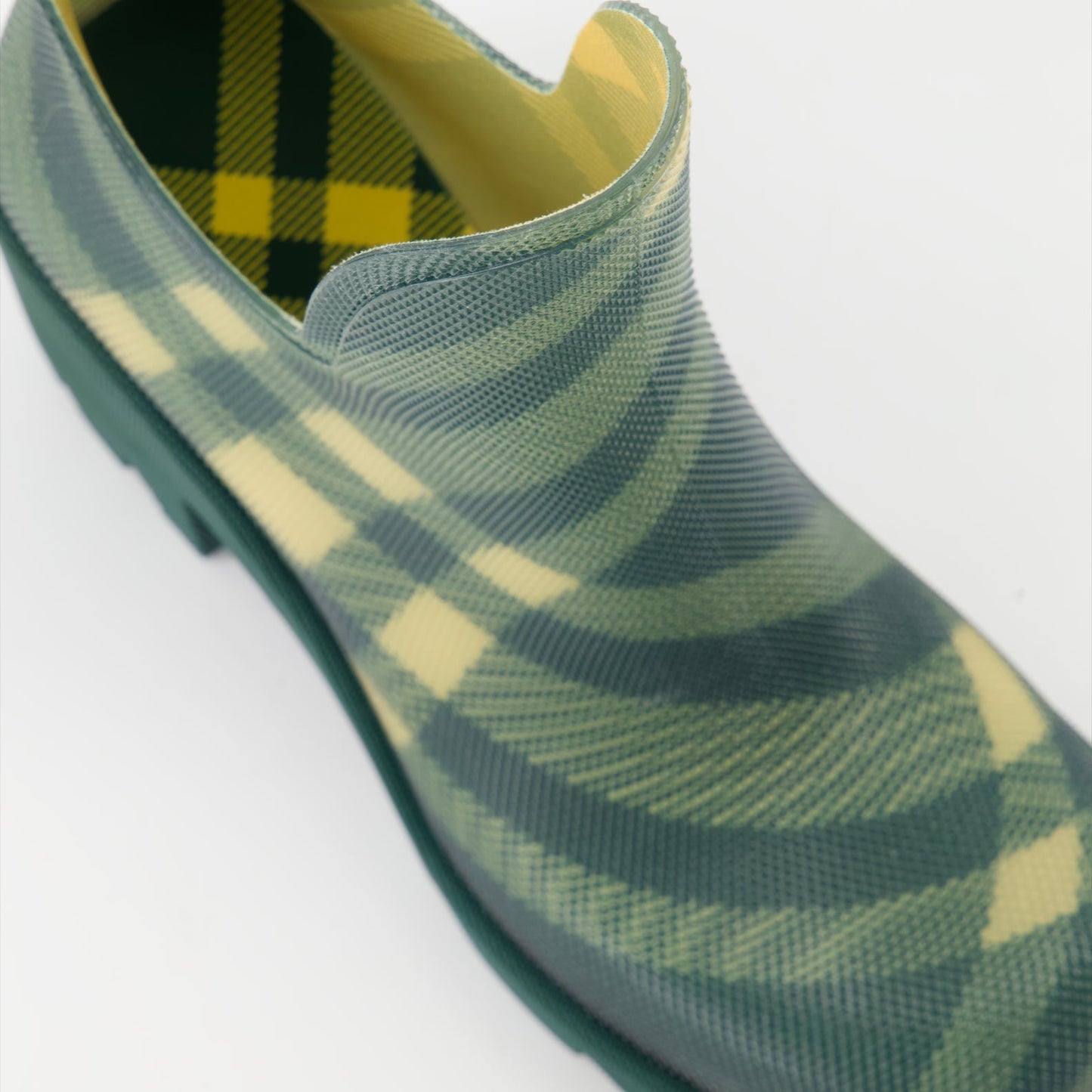 Burberry rubber boots, green checked boots, luxury ankle boots, designer rubber boots, Marsh ankle boots