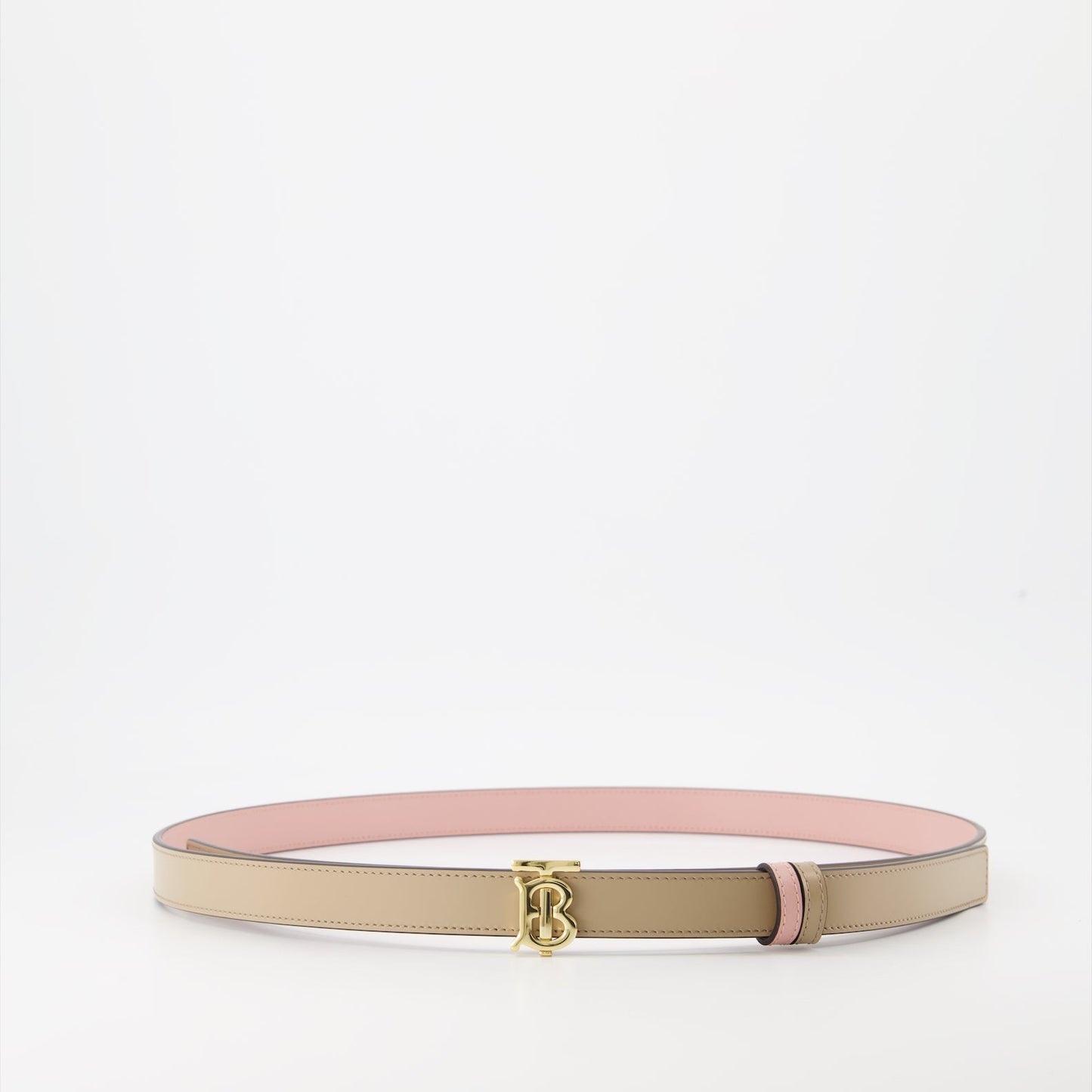 reversible leather belt, Burberry TB belt, luxury belt, beige and pink belt, premium leather accessories