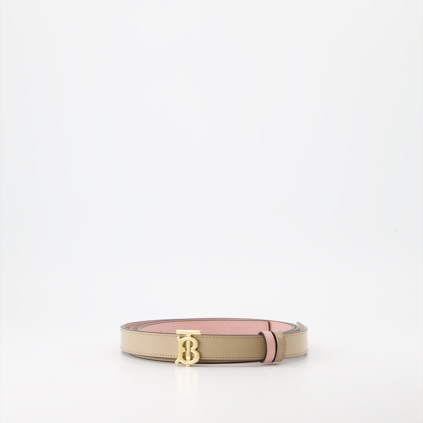 reversible leather belt, Burberry TB belt, luxury belt, beige and pink belt, premium leather accessories