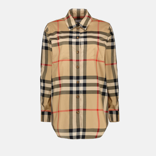 luxury shirt, Burberry checkered shirt, vintage style, designer women’s clothing, high-end fashion